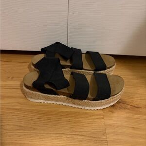 Black Espadrille Platform Sandals